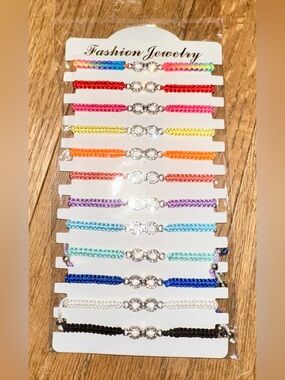 Fashion Jewelry 12 Multi-Color Braided Infinity Bracelet Set
